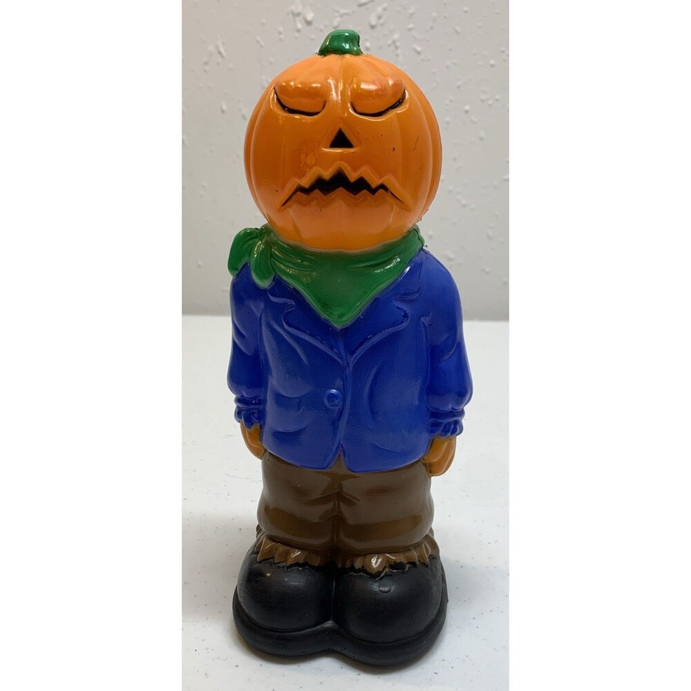 Vintage Tabletop Empire Halloween Blow Mold Pumpkin Man Jack O Lantern 9” READ
